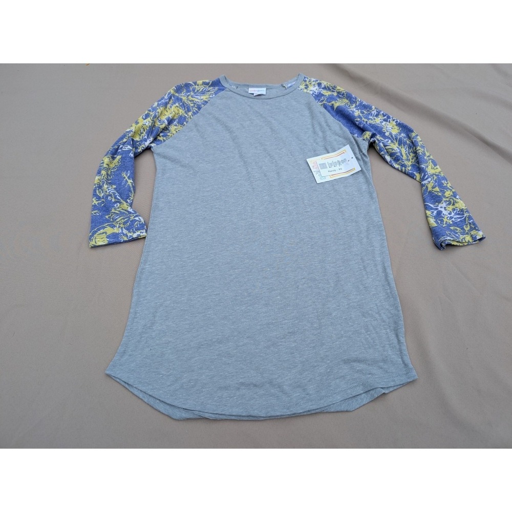 LulaRoe Gray Yellow Floral Sleeves Women's Shirt Size XS NWT
